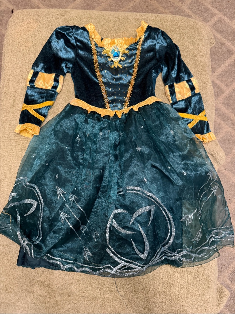 Disney Merida Teal and Gold Princess Dress Costume
